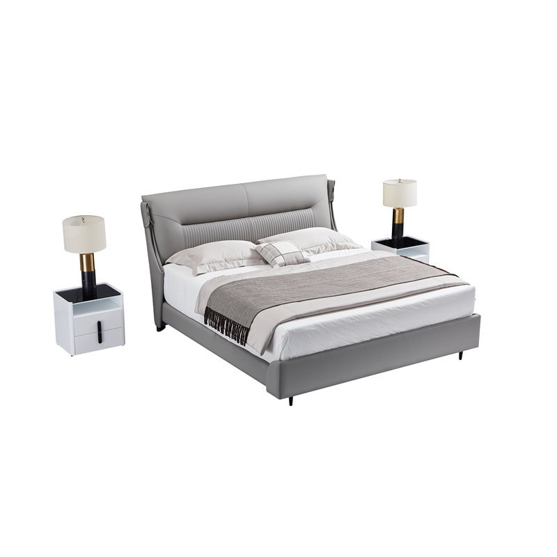 American Eagle Furniture 2-Drawer Wood and Faux Marble Nightstand in White/Black