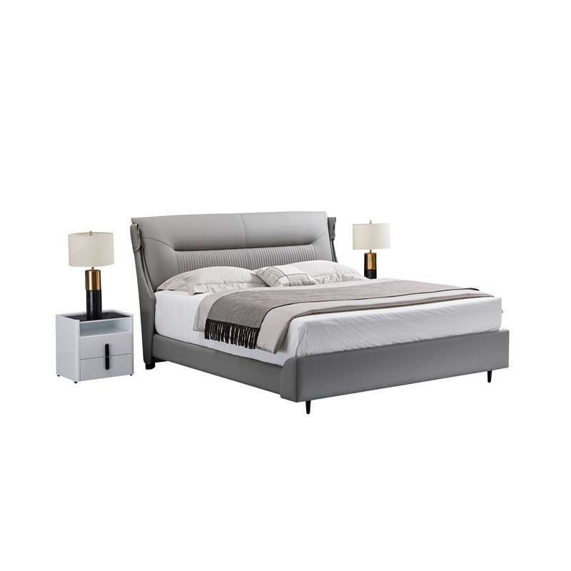 American Eagle Furniture 2-Drawer Wood and Faux Marble Nightstand in White/Black