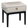 American Eagle Furniture 1-Drawer Wood and Faux Marble Nightstand in Beige/Black