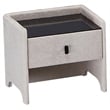 American Eagle Furniture 1-Drawer Fabric & Glass Nightstand in Beige/Black