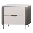 American Eagle Furniture 2-Drawer Faux Marble & Faux Leather Nightstand in Gray