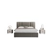 American Eagle Furniture 2-Drawer Faux Marble & Faux Leather Nightstand in Gray