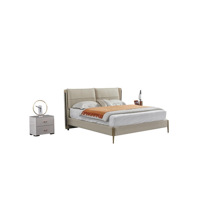 American Eagle Furniture 2-Drawer Faux Marble Nightstand in Cream