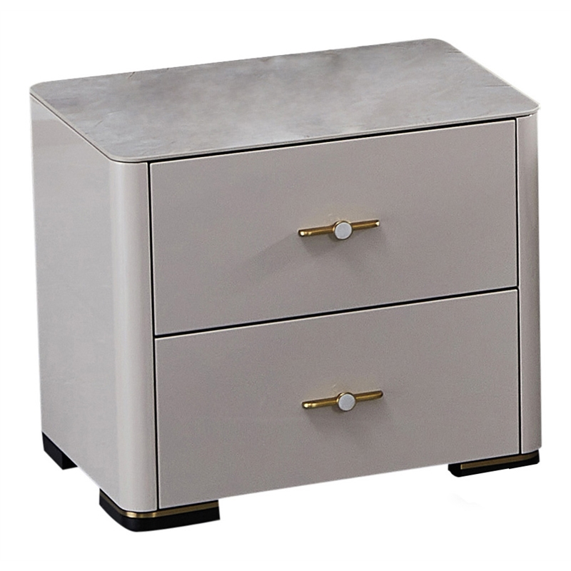 American Eagle Furniture 2-Drawer Faux Marble Nightstand in Cream