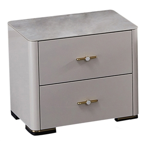 American Eagle Furniture 2-Drawer Faux Marble Nightstand in Cream
