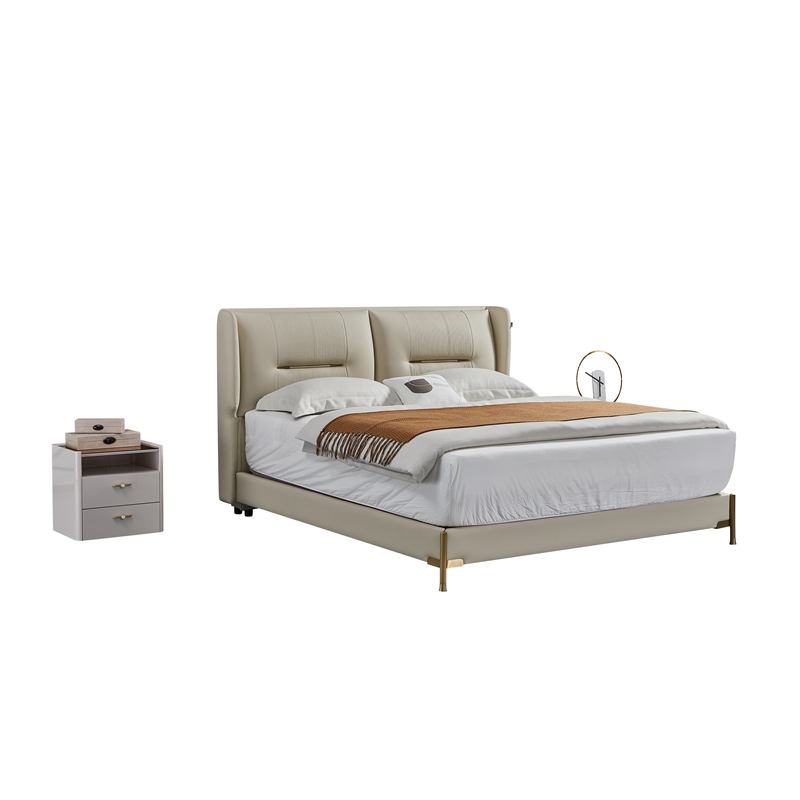 American Eagle Furniture 2-Drawer Faux Marble Nightstand in Cream