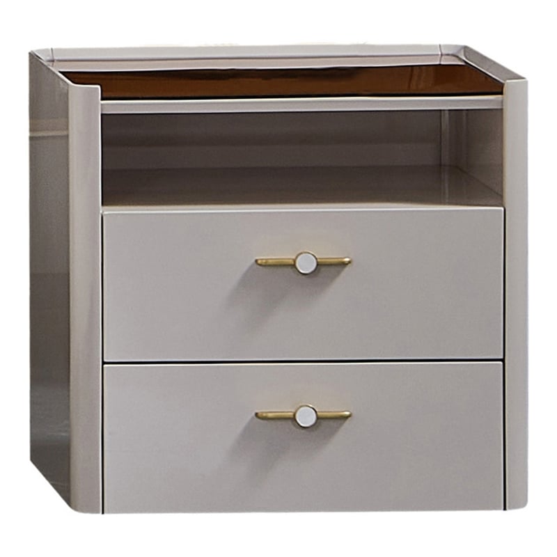 American Eagle Furniture 2-Drawer Faux Marble Nightstand in Cream