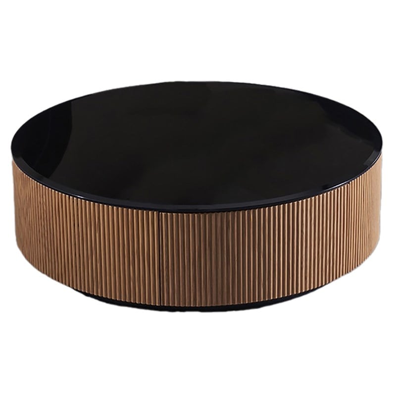 American Eagle Furniture 1-Drawer Wood & Glass Coffee Table in Brown/Black