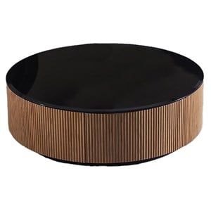 American Eagle Furniture 1-Drawer Wood & Glass Coffee Table in Brown/Black