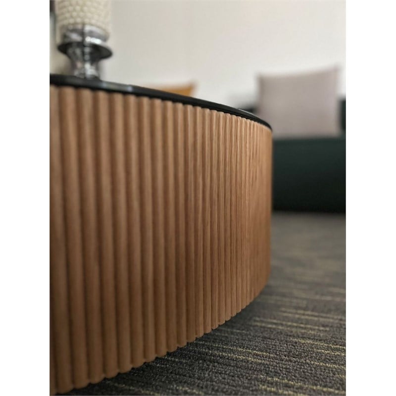 American Eagle Furniture 1-Drawer Wood & Glass Coffee Table in Brown/Black