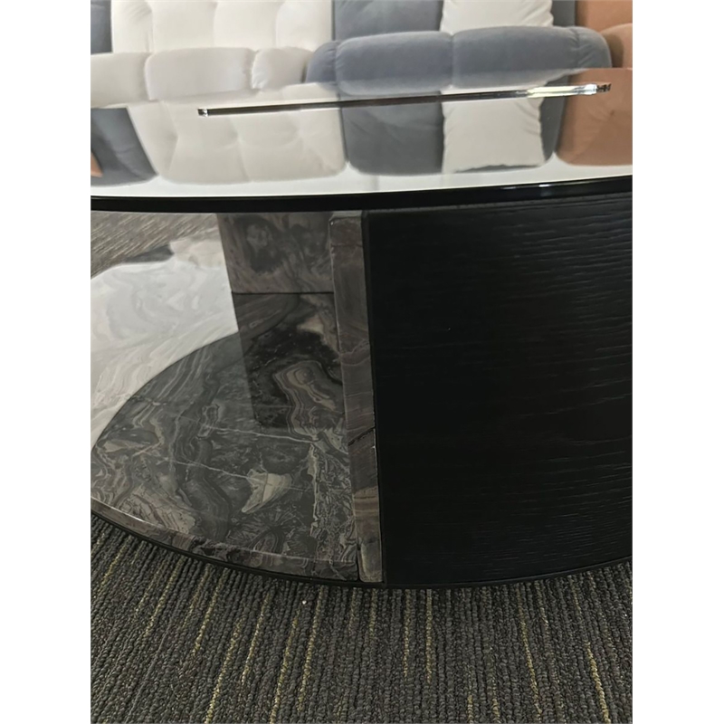 American Eagle Furniture Faux Marble & Wood Coffee Table in Black/White