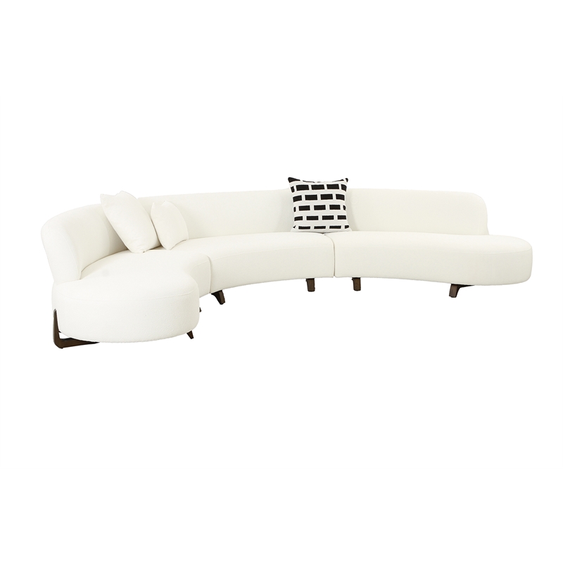 American Eagle Design AE3809 Contemporary White Soft Fabric Curve Sectional