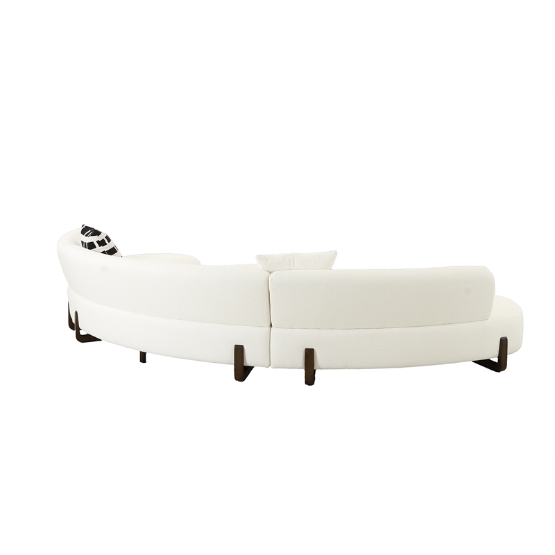 American Eagle Design AE3809 Contemporary White Soft Fabric Curve Sectional