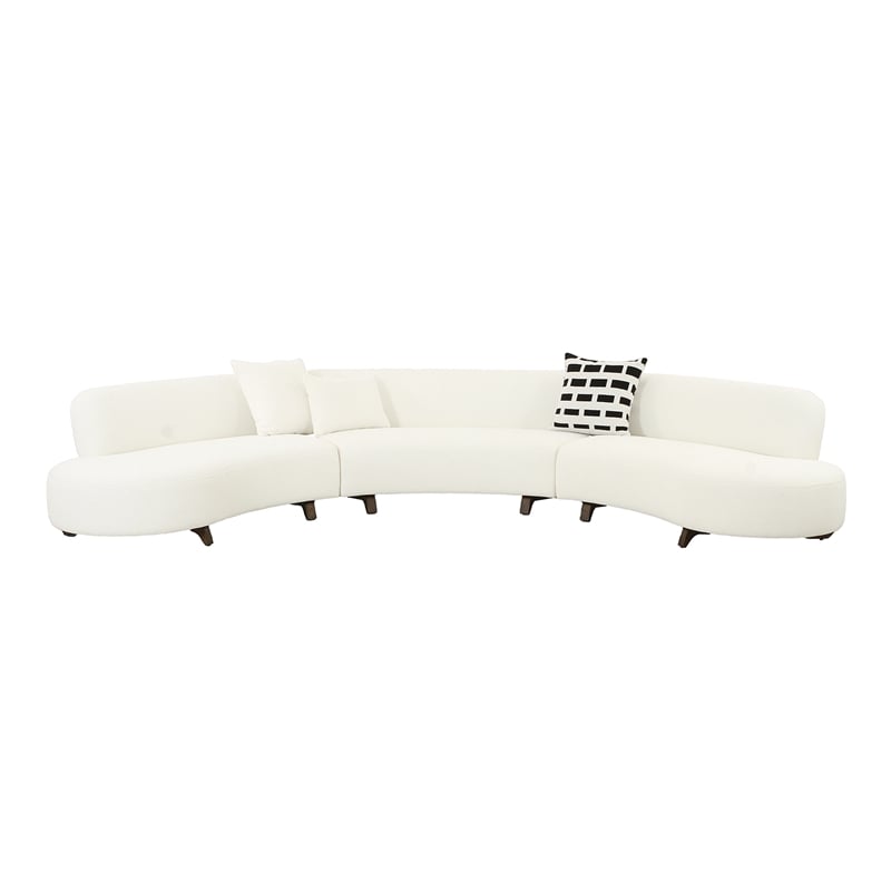 American Eagle Design AE3809 Contemporary White Soft Fabric Curve Sectional