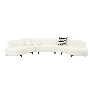 American Eagle Design AE3809 Contemporary White Soft Fabric Curve Sectional