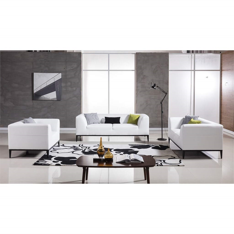 American Eagle Design AE2378-GR-LS Modern Gray Faux Leather Loveseat