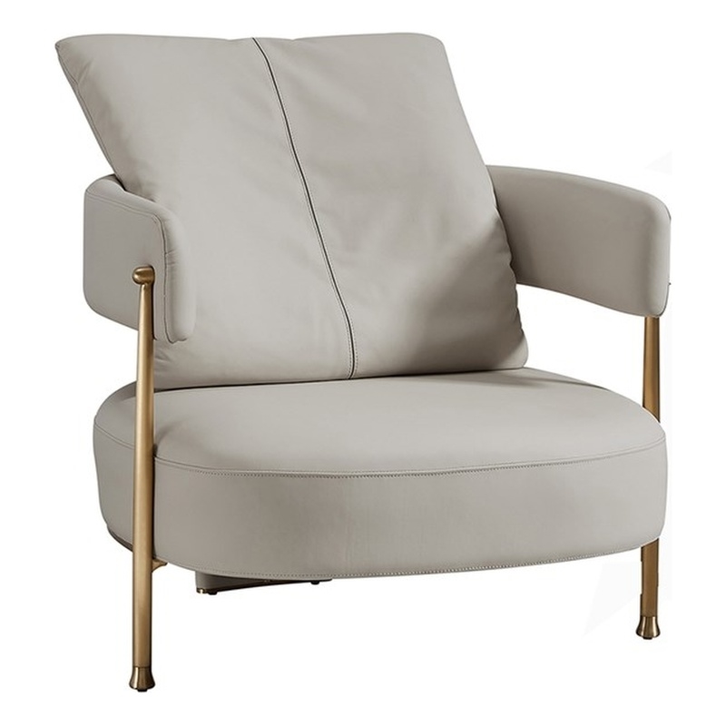 American Eagle Design EK-Y1010 Modern Light Gray Top Grain Leather Accent Chair