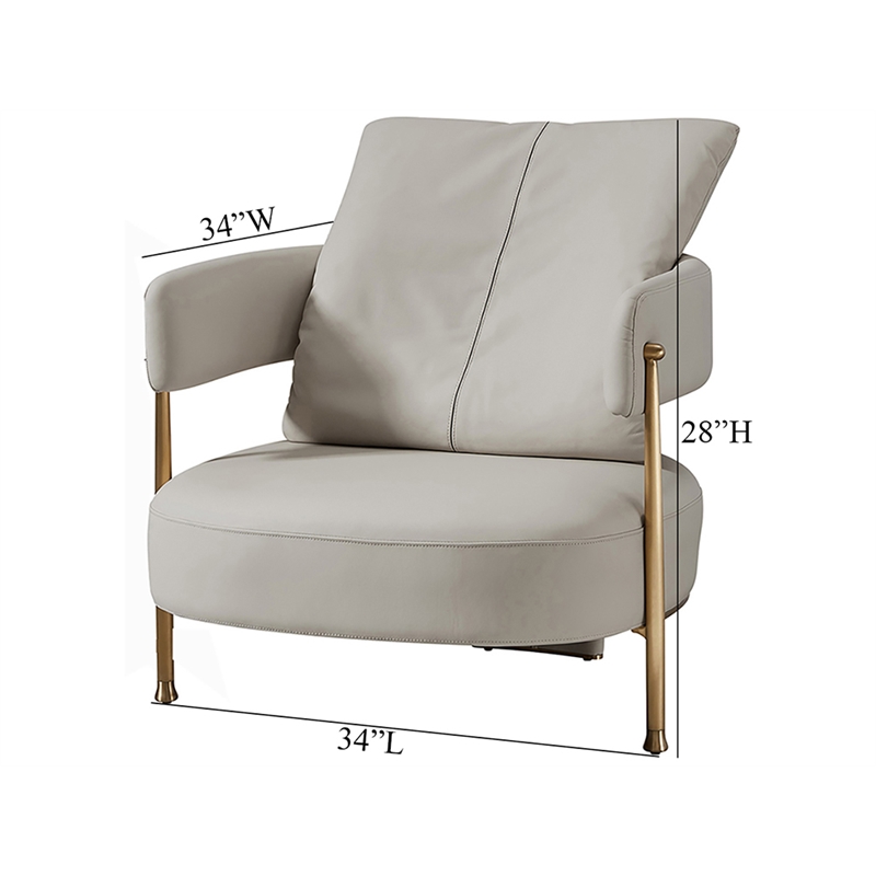 American Eagle Design EK-Y1010 Modern Light Gray Top Grain Leather Accent Chair