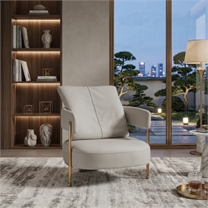 American Eagle Design EK-Y1010 Modern Light Gray Top Grain Leather Accent Chair