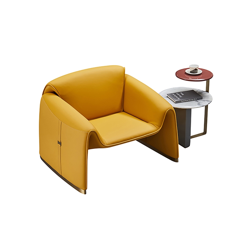 American Eagle Design EK-Y1011-YO Yellow Top Grain Leather Accent Chair