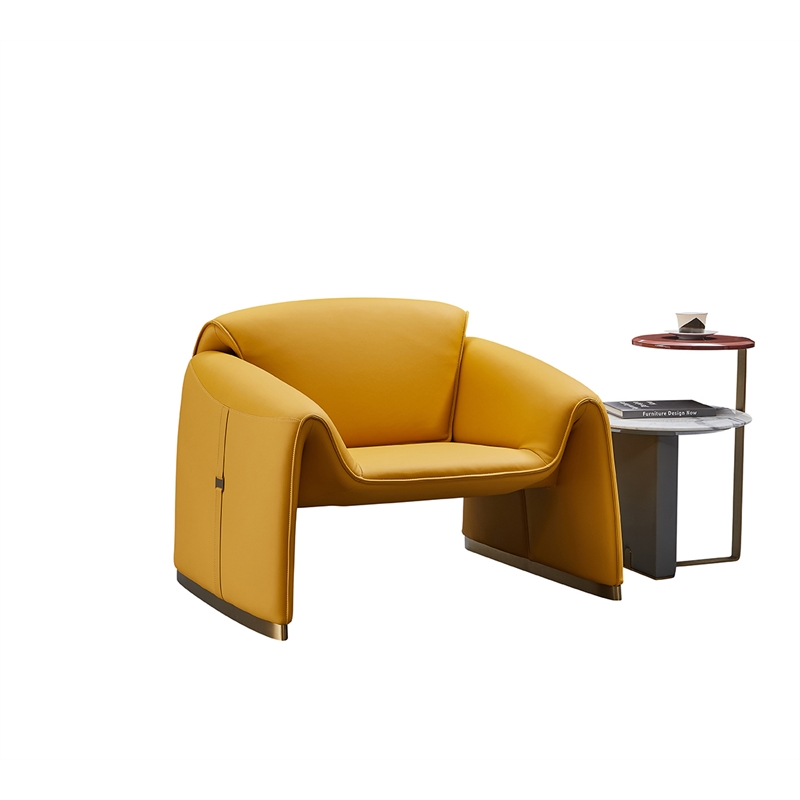 American Eagle Design EK-Y1011-YO Yellow Top Grain Leather Accent Chair