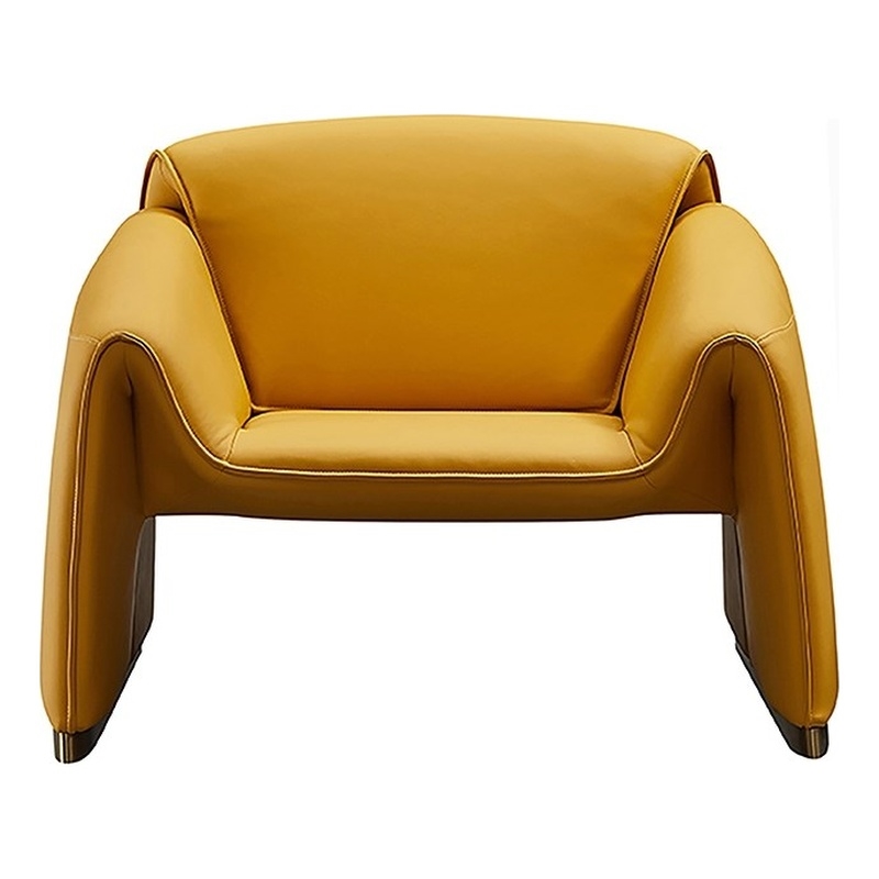 American Eagle Design EK-Y1011-YO Yellow Top Grain Leather Accent Chair