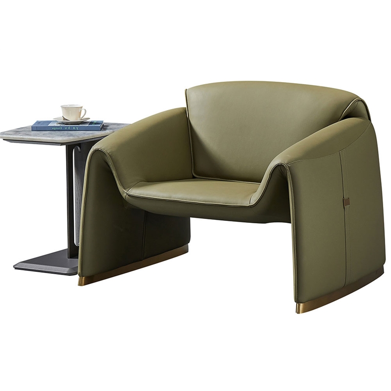 American Eagle Design EK-Y1011-GN Modern Green Top Grain Leather Accent Chair