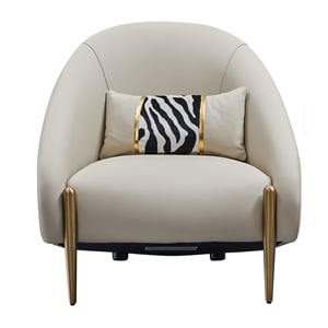 American Eagle Design EK-Y1012-IV Chic Light Gray Top Grain Leather Accent Chair