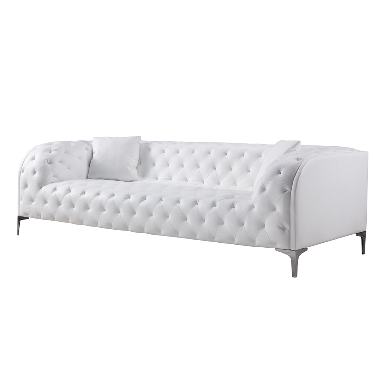 American Eagle Design EK-Y1000-IV Modern Ivory Top Grain Leather Chaise Lounge