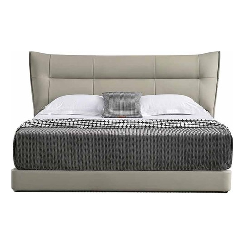 American Eagle  B-D081-Q Queen Modern Light Gray Genuine Leather Bed