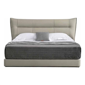 American Eagle  B-D081-Q Queen Modern Light Gray Genuine Leather Bed