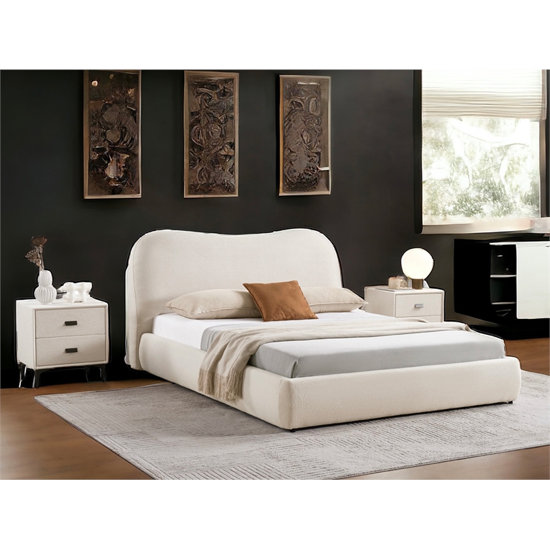 American Eagle  B-D080-EK Modern Contemporary Ivory Fabric Eastern King Size Bed