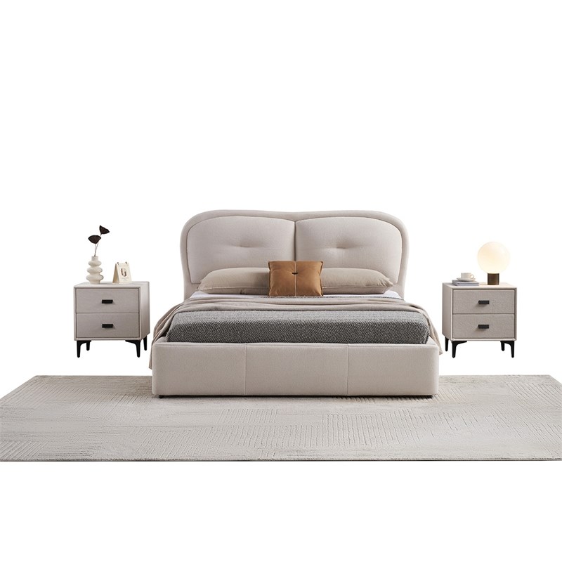 American Eagle  B-D082-Q Modern Contemporary Ivory Fabric Queen Size Bed