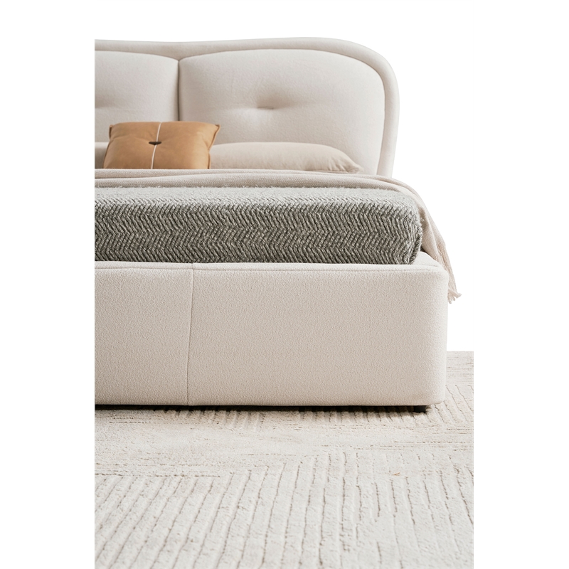 American Eagle  B-D082-EK Modern Contemporary Ivory Fabric Eastern King Size Bed