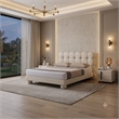 American Eagle  B-D083-W-F Modern White Cream Faux Leather Full Size Bed