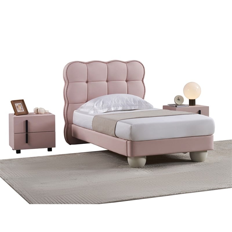 American Eagle B-D083-PNK-Q Modern Cute Princess Pink Faux Leather Queen Bed