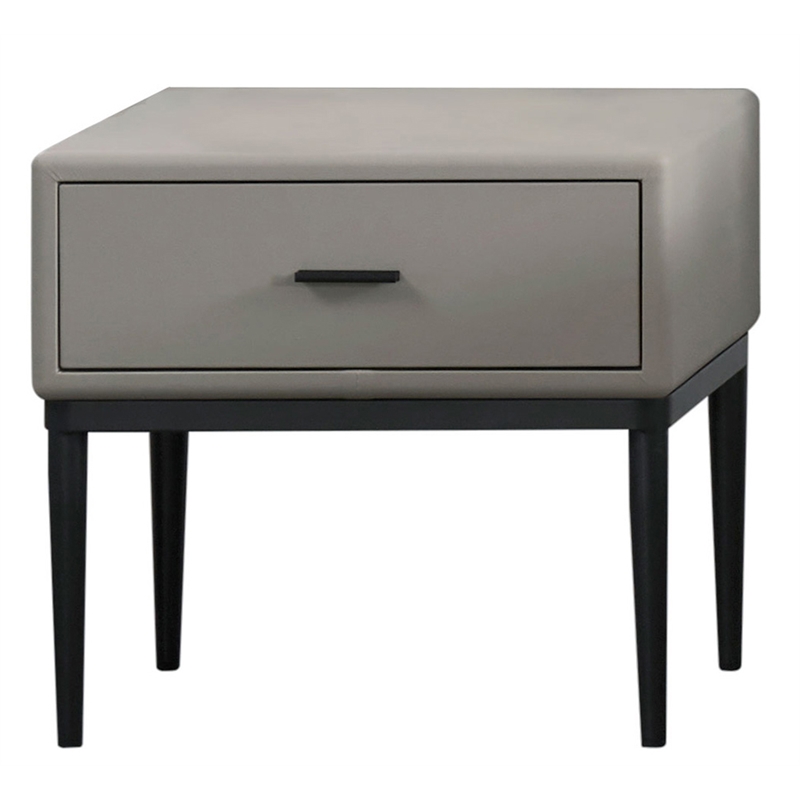 American Eagle  NS-D081 Modern Chic Light Gray Genuine Leather Nightstand