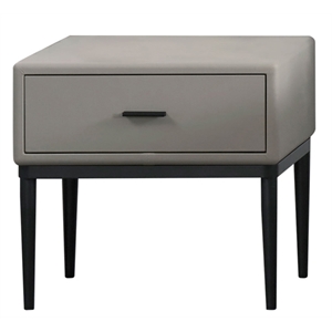 American Eagle  NS-D081 Modern Chic Light Gray Genuine Leather Nightstand