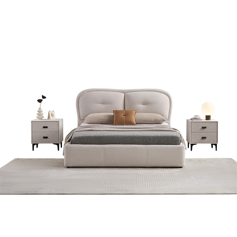 American Eagle  NS-D082 Modern Contemporary Ivory Fabric Nightstand