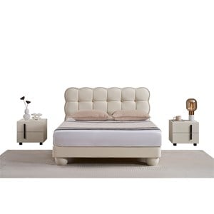 American Eagle  NS-D083-W Off White Modern Contemporary Faux Leather Nightstand