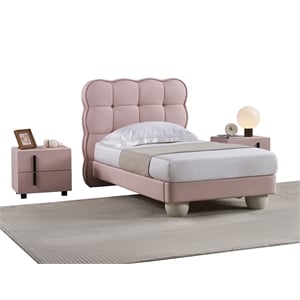 American Eagle  NS-D083-PNK Modern Cute Pink Faux Leather Nightstand