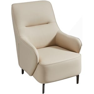 American Eagle EK-1018 Modern Cream Italian Top Grain Leather Accent Chair