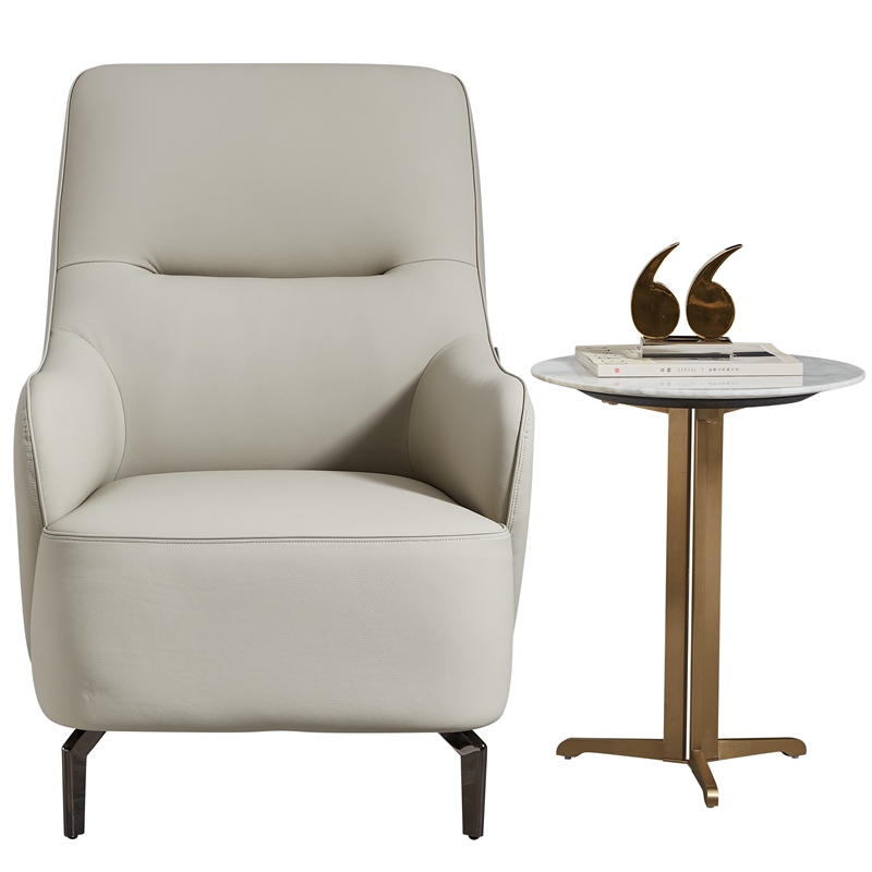 American Eagle EK-1018 Modern Light Gray Italian Top Grain Leather Accent Chair