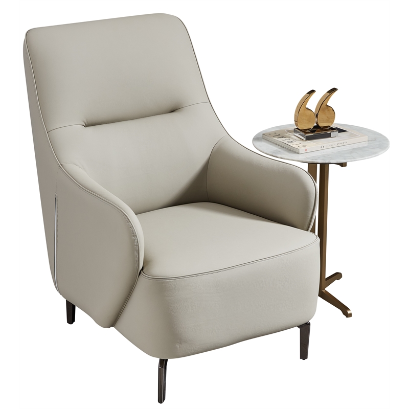 American Eagle EK-1018 Modern Light Gray Italian Top Grain Leather Accent Chair