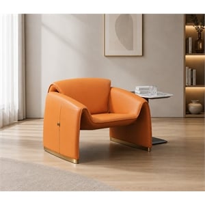 American Eagle Design EK-Y1011-ORG Contemporary Chic Orange Leather Accent Chair