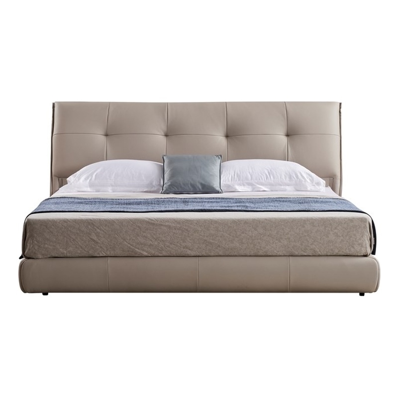 American Eagle  B-D085-CK Modern Cal King Light Tan Genuine Leather Bed