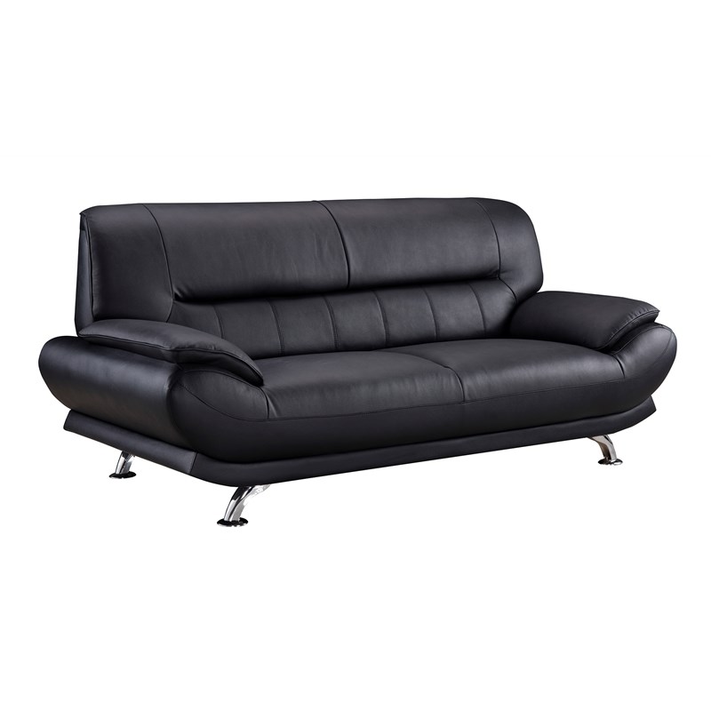 American Eagle EK-B118 Modern Contemporary Black Genuine Leather Sofa