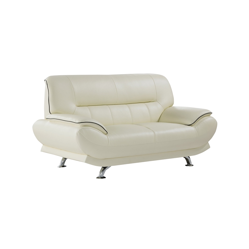 American Eagle EK-B118 Modern Contemporary Ivory Genuine Leather Loveseat