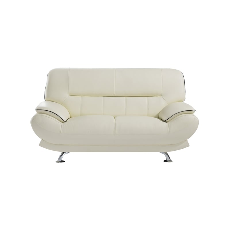 American Eagle EK-B118 Modern Contemporary Ivory Genuine Leather Loveseat