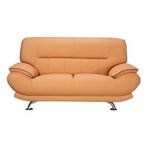 American Eagle EK-B118 Modern Contemporary Yellow Genuine Leather Loveseat
